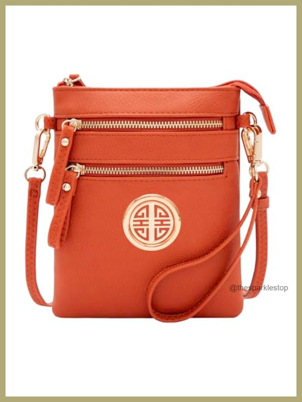 Faux Leather Crossbody Bag with Detachable Wristlet Multi Pockets